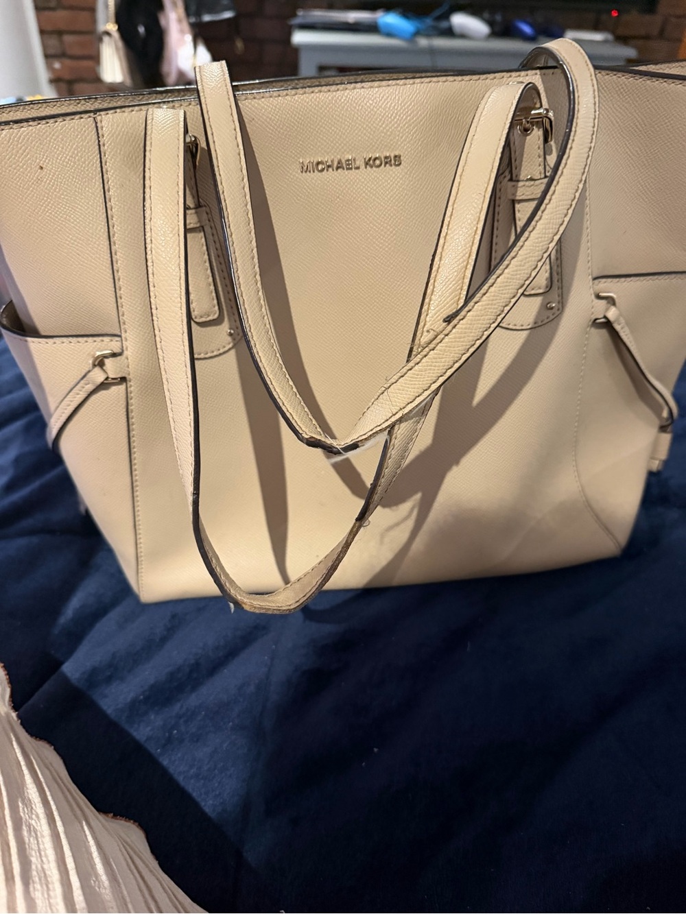 MICHAEL KORS Cream Saffiano Leather Tote